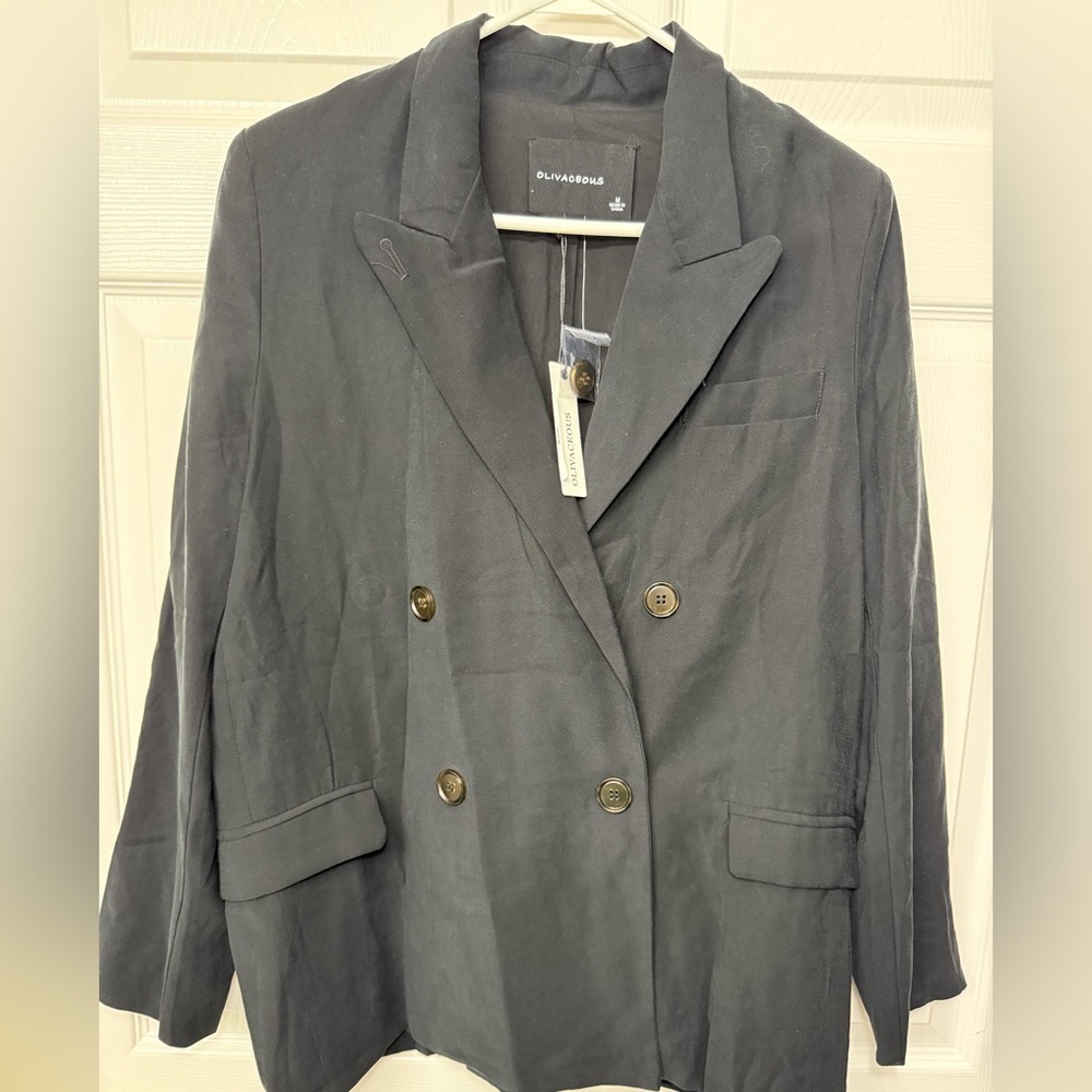 Olivaceous Black Double Breasted Blazer Buttons NWT Size M